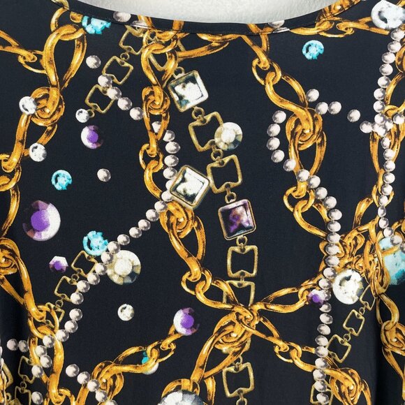 Antthony Womens Plus 1X Chain & jewels Tunic Top V Neck Stretch Shirt 3/4 Sleeve - Picture 10 of 11